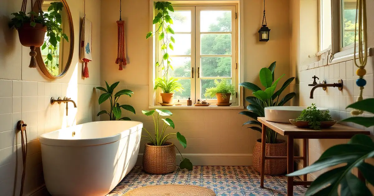 Banheiro com Plantas Naturais